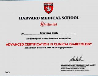 Dr Shreyans Shah | Advanced Certification in Clinical Diabetology