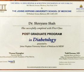 Dr Shreyans Shah | Post Graduate Diploma in Diabetology